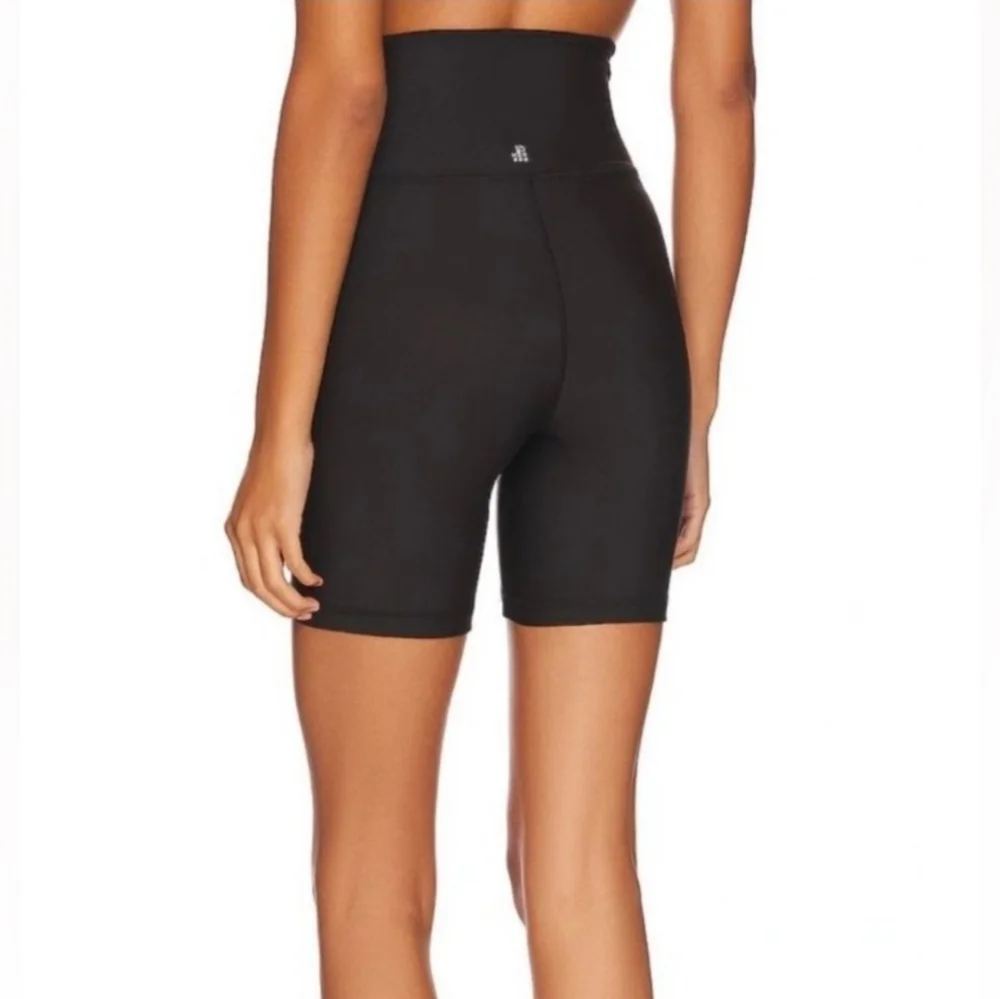 WEWOREWHAT Black Lace-up High Waist Athletic Yoga Biker Shorts NWT